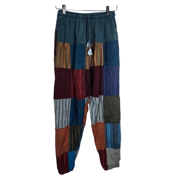 Kathmandu Imports Nepal Patchwork Harem Pants Elastic Hippie Medium Jogger Boho - Picture 1 of 7